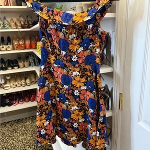 Forever 21 Floral Mini Dress in Blue, Orange, and Yellow